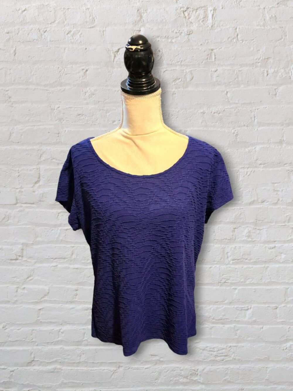 Liz‎ Claiborne Purple Short Sleeved Raised Ridges Blouse